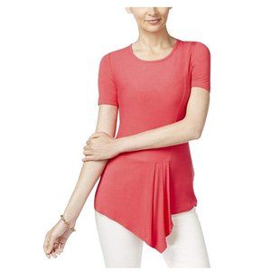 Eci Asymmetrical-Hem Top in Azalea Pink, Size XS